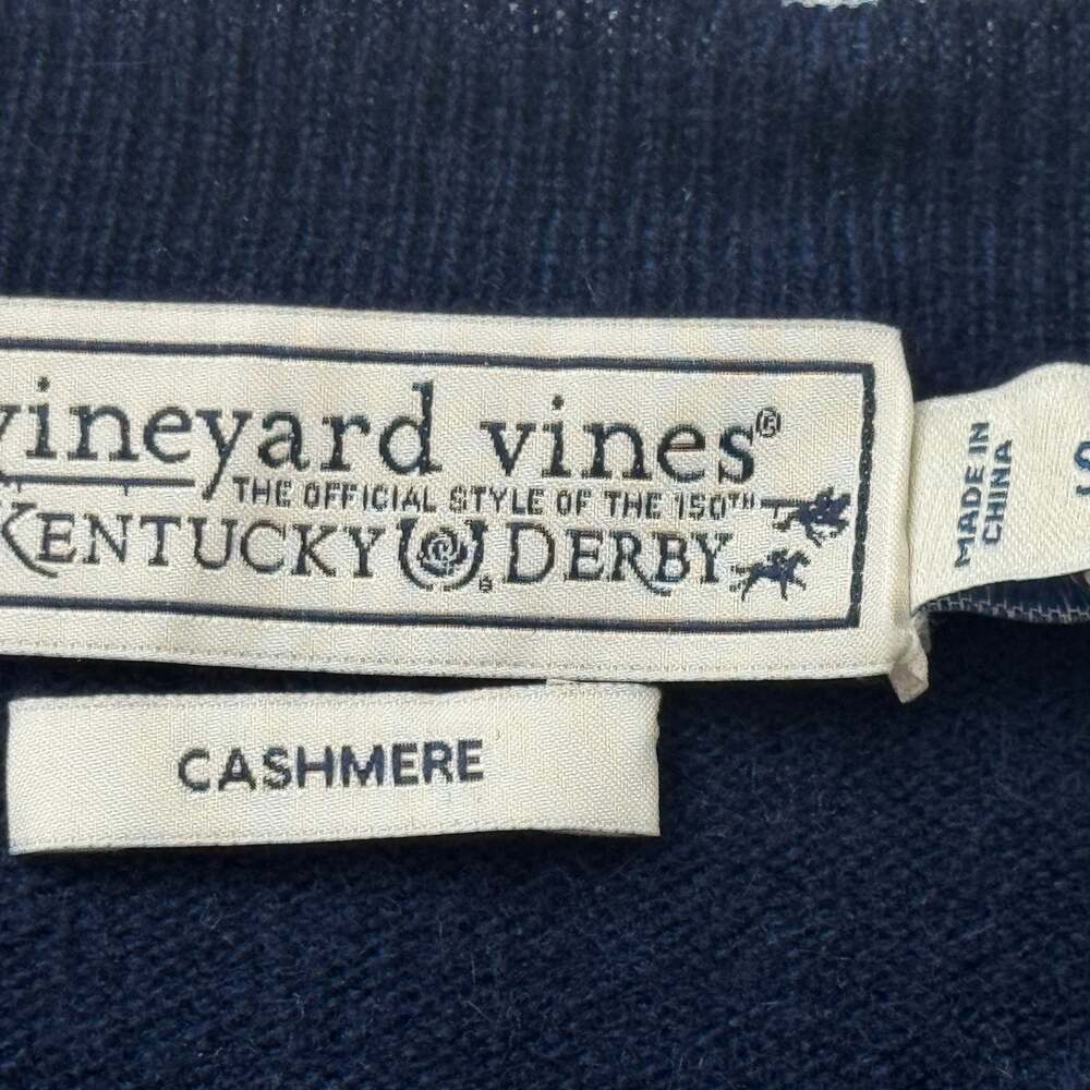 Vineyard Vines Kentucky Derby Horse Print Cashmere Crewneck Sweater - Picture 6 of 9